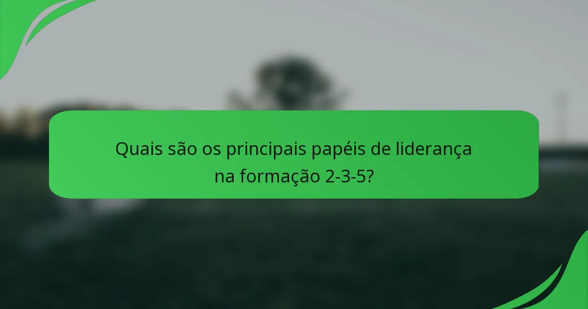Quais são os principais papéis de liderança na formação 2-3-5?